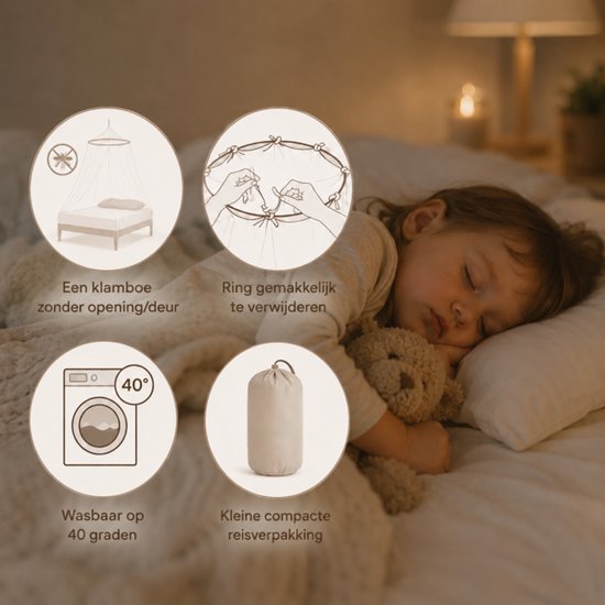 Kinder Klamboe - Muggennet voor Ledikant, Junior Bed & 1-Persoonsbed — afbeelding 4