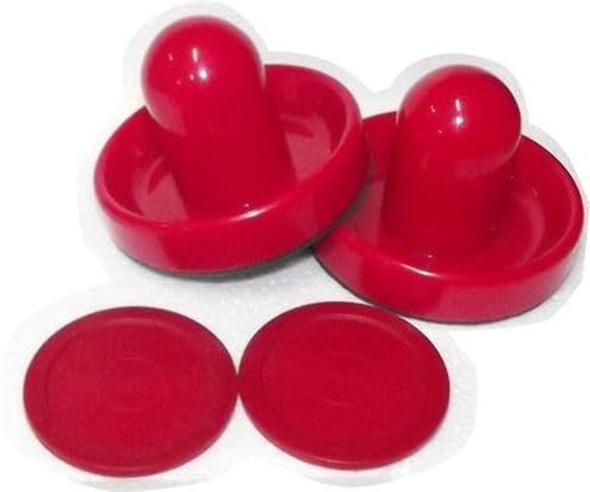Airhockey Set - Pusher Set - Tafelspel Spelen - Voordeelset - 96mm 63mm - Rood