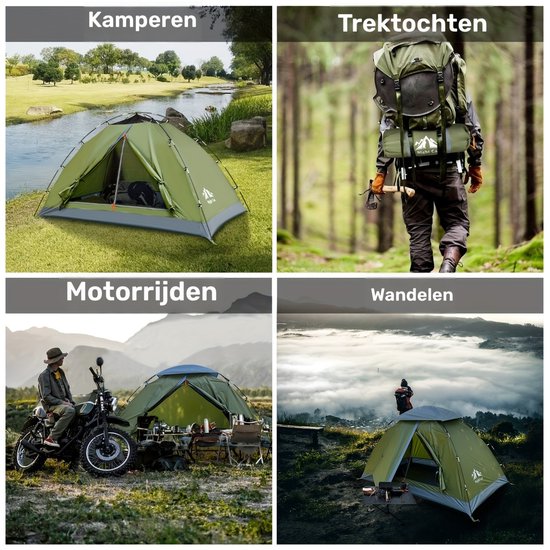 Tent-Camping tent voor 1 persoon-Makkelijke Clip-opzet Campingtent -Compact en Lichtgewicht Draagbaar-Groen. — afbeelding 4