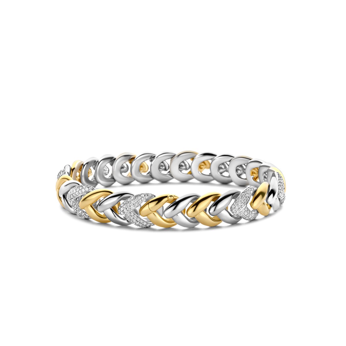 TI SENTO Dames Armband - 925 zilver - Zirkonia met geel verguld - Maat S - 2993ZY