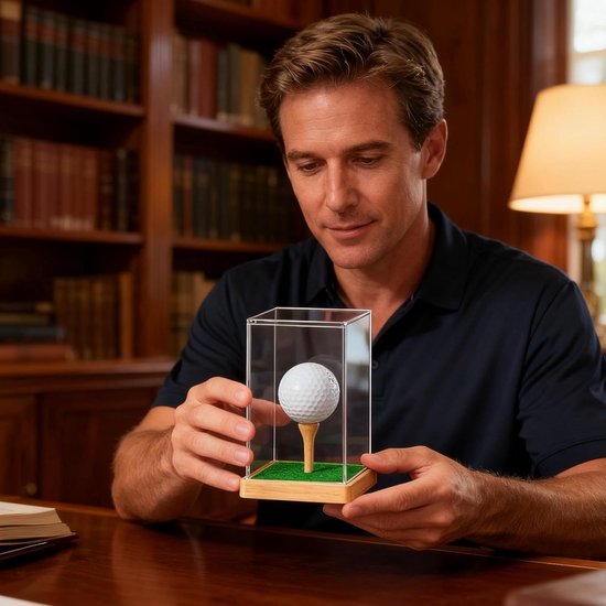 Golfbalhouder - Acryl Houten Golfbalhouder Display - Transparante Bescherming Showcase, Display Stand, 10cm Show Box voor , familie, huis, binnenkamer, bureau en plank — afbeelding 4