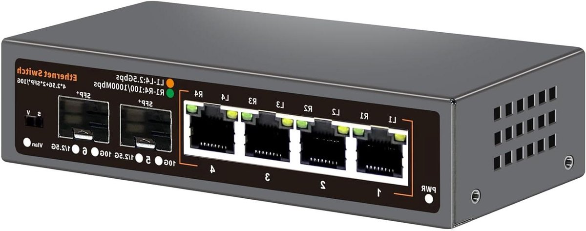 Netwerk Switch - Ethernet Hub - Snelle Internetverbinding - 6 Poorten - 2.5Gbps 10Gbps - Zwart