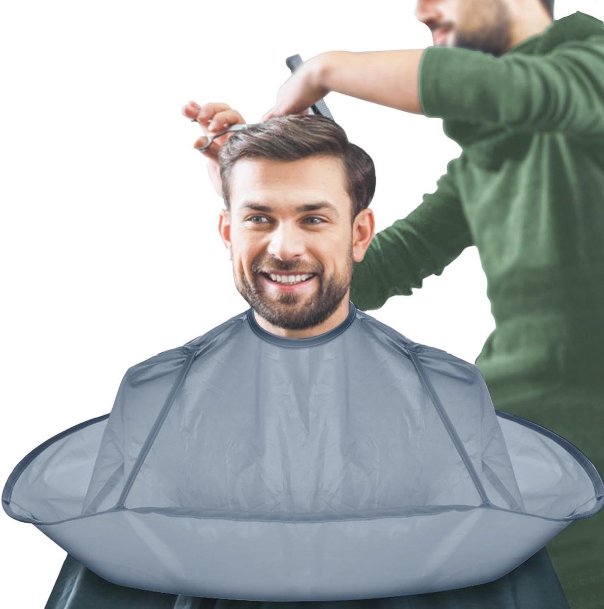 Haarkappers Cape - Kappersschort Kapper - Haar Knippen - Paraplu Vorm - 60cm Diameter - Grijs