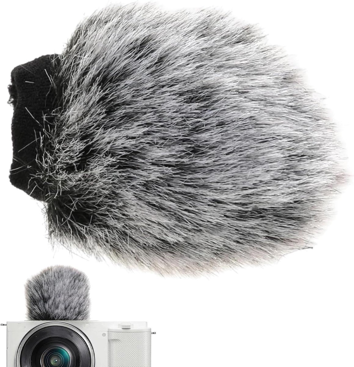 Camera Microfoon Windscherm - Harige Voorruit - Ruisloos Opnemen - Universele Pasvorm - 5x5 cm - Grijs