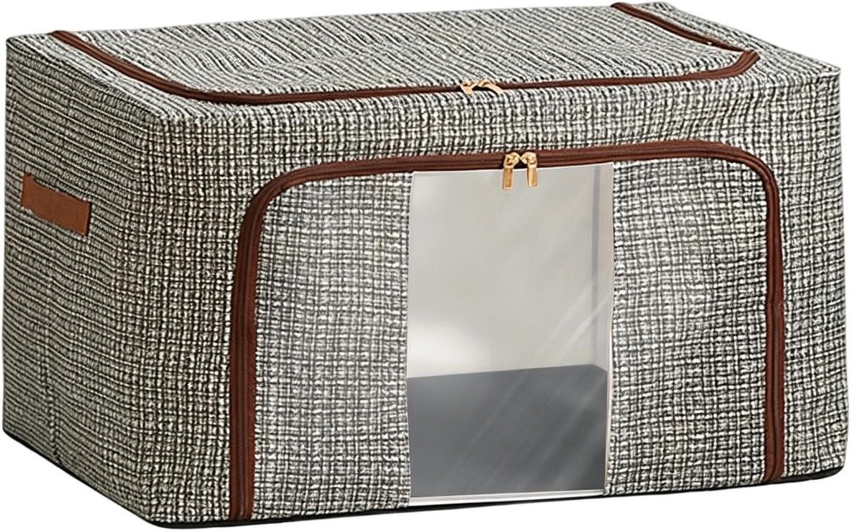 Kledingopbergbox - Dekenkist Organizer - Ruimte Besparen - Verstevigd Staaldraad - 66L - Grijs