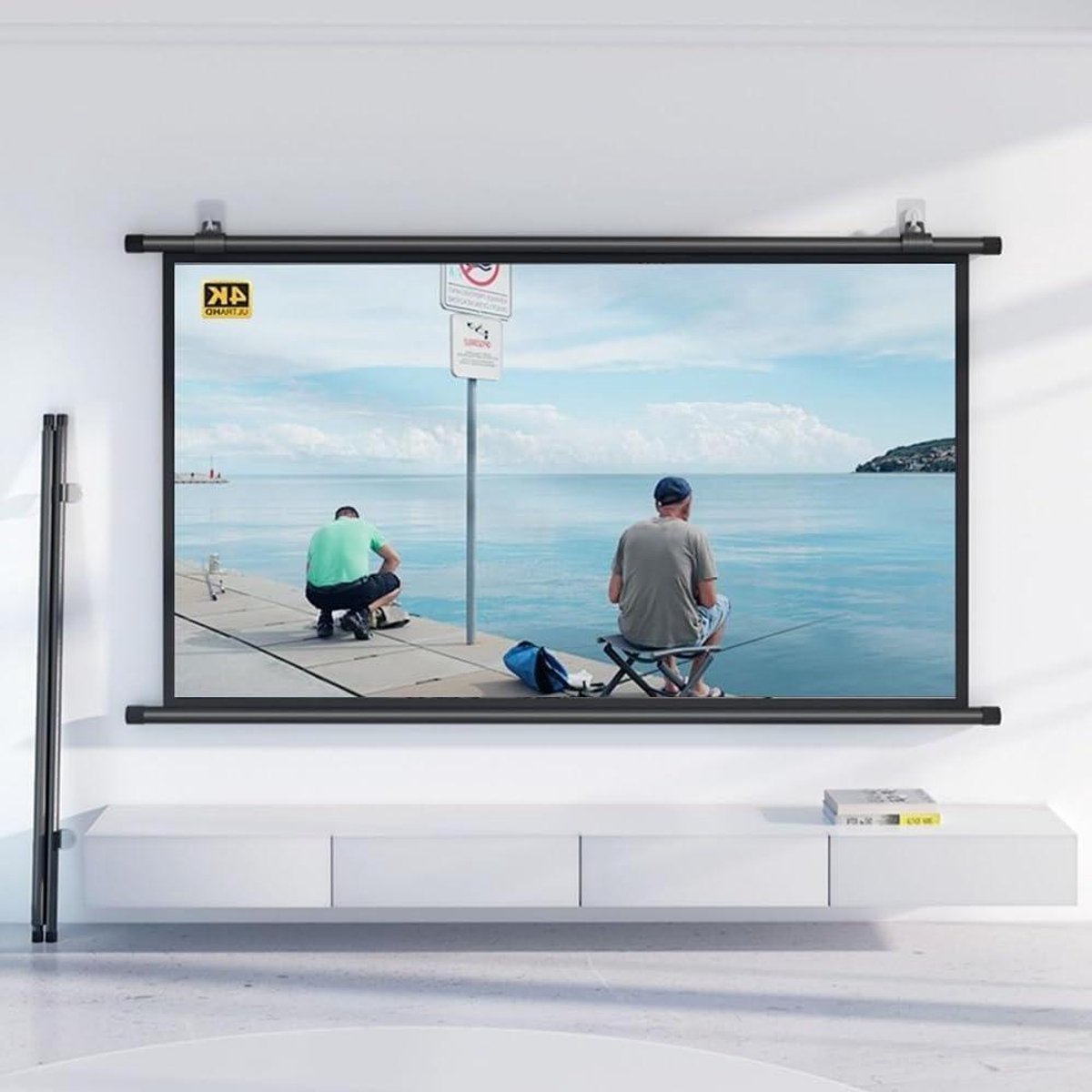 Projectiescherm Handmatig - Filmscherm Oprolbaar - Thuisbioscoop Creëren - Wit Glasvezel HD - 40 Inch 4:3 - Wit