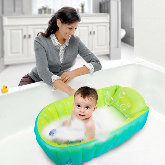 Inflatable Baby Bathtub for, Travel-Friendly Bath Tub with Spine Protection, Ergonomic Grooved Headrest for, Baby Bathing for 0-5 Year Old Kids — afbeelding 3