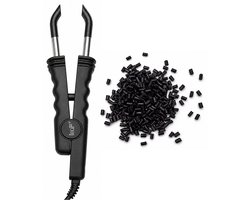 Loof Hair Extension Iron - Model L-618 Zwart - Met Keratine Lijmkorrels - 100g - Zwart - Haar Extensions