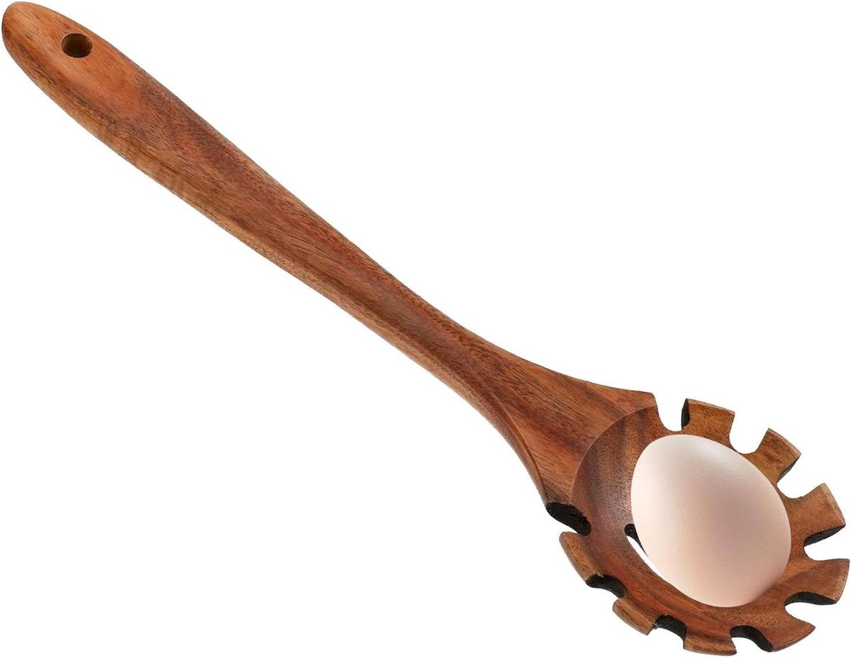 Houten Spaghettilepel - Kooklepel - Pasta Serveren - Ergonomisch Handvat - 32 cm - Houtkleur