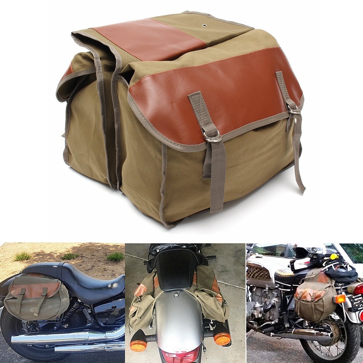 Dailygoods - Motorfiets Canvas Zadeltassen - Ruime Opslag - Duurzaam Design - Geschikt voor Haley Sportster/Honda - Paardenrugzak - Perfect voor Motor