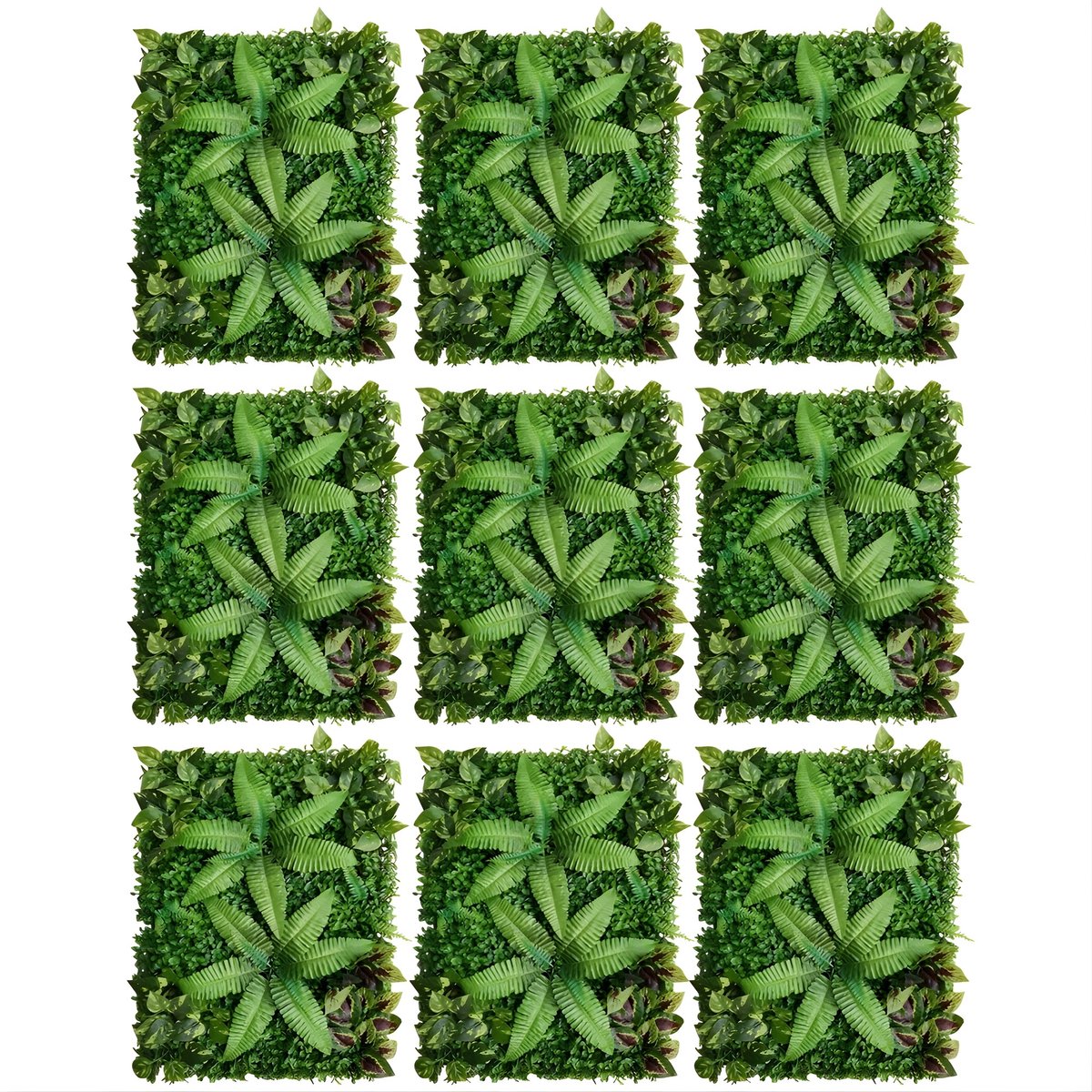 Set van 9 Kunstplanten Wandpanelen 40 x 60 cm – Kunsthaag Wanddecoratie voor Tuin, Binnenp
