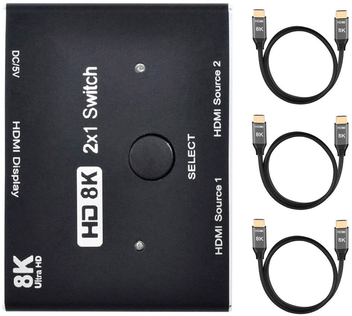 Dailygoods - HDMI Ultra-HD Converter 8K @60Hz met 2-IN-1-OUT Hub