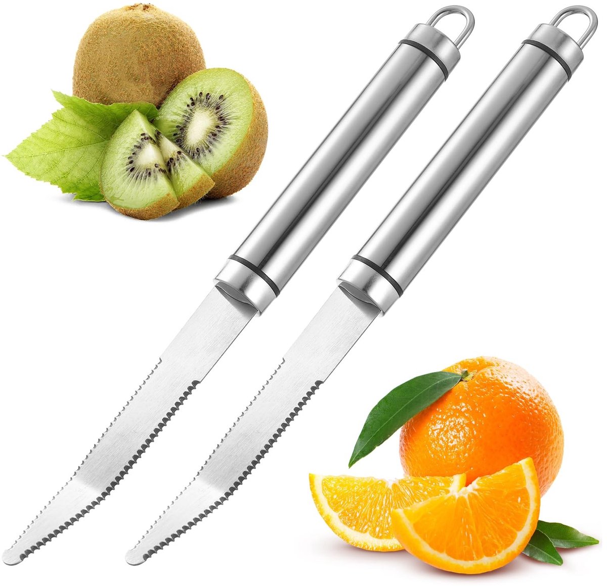 Dailygoods - Set van 2 Gebogen Grapefruitlepels van Roestvrij Staal met Gekartelde Rand