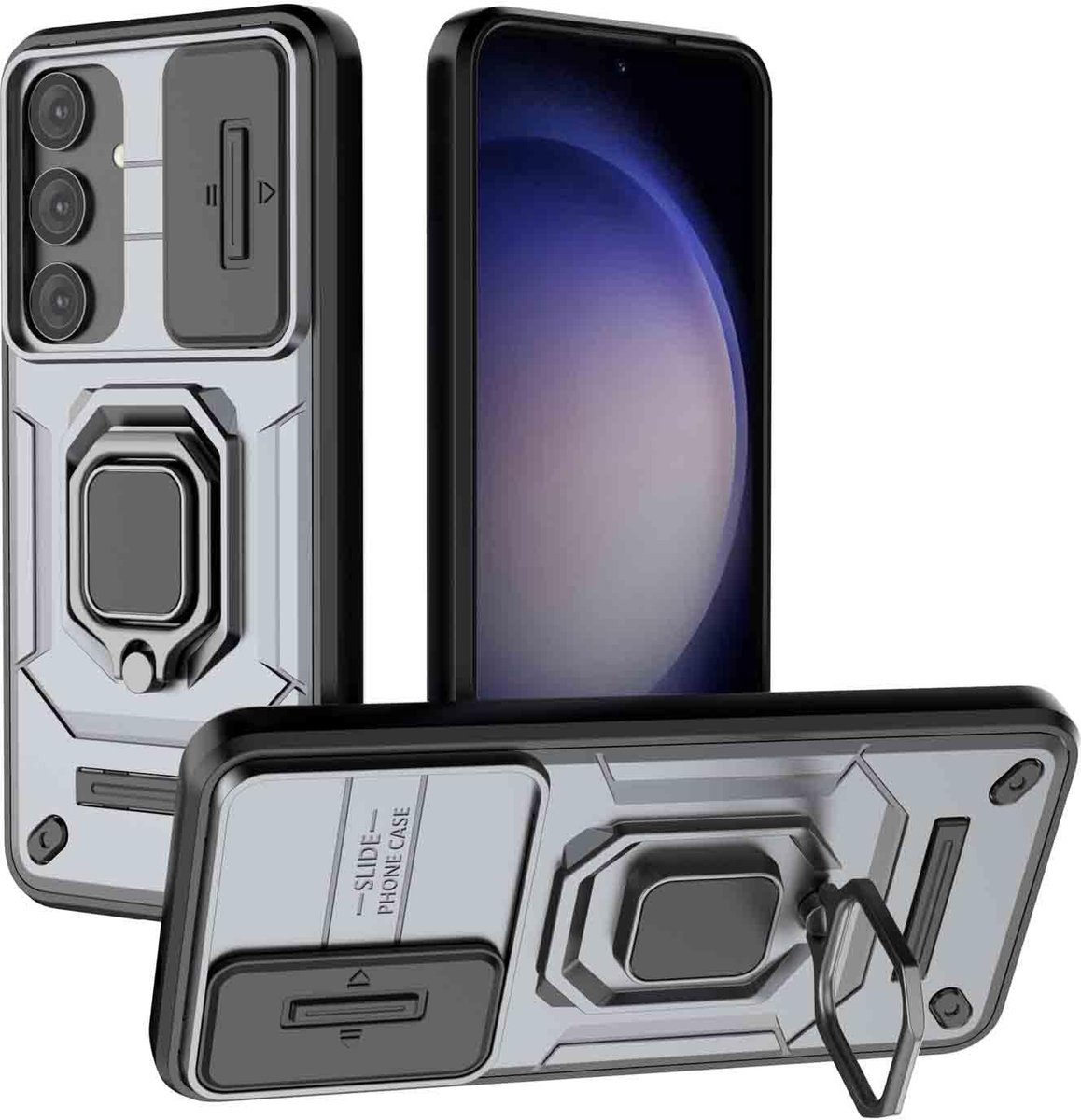 Dailygoods - Dubbellaags Hoesje voor Smartphone met Schuifcamera