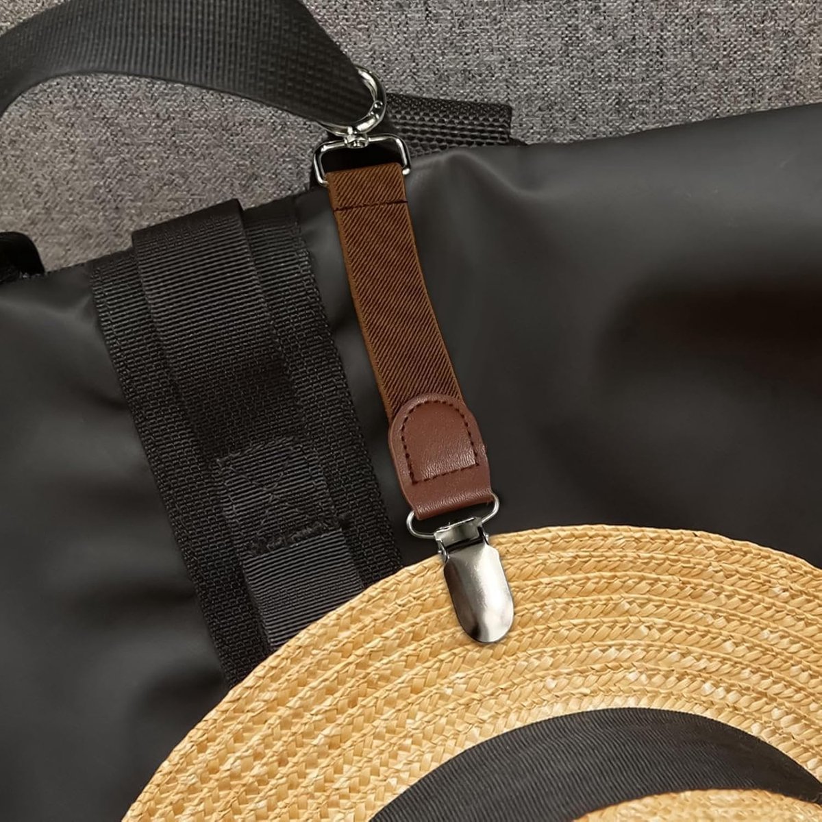 Hoed Clip - Opbergtang - Reizen Organisatie - Elastisch Verstelbaar - 17 cm - Zwart