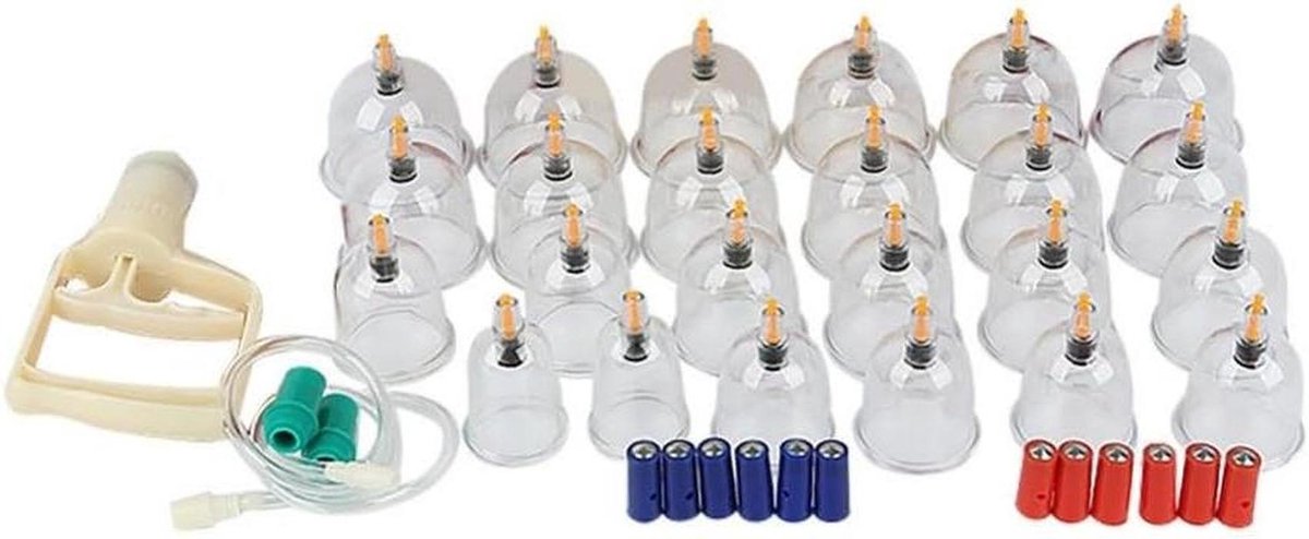 Cupping Therapie Set - Vacuüm Cups - Spierontspanning Massage - 24 U-Vorm Cups - 24 Stuks - Transparant