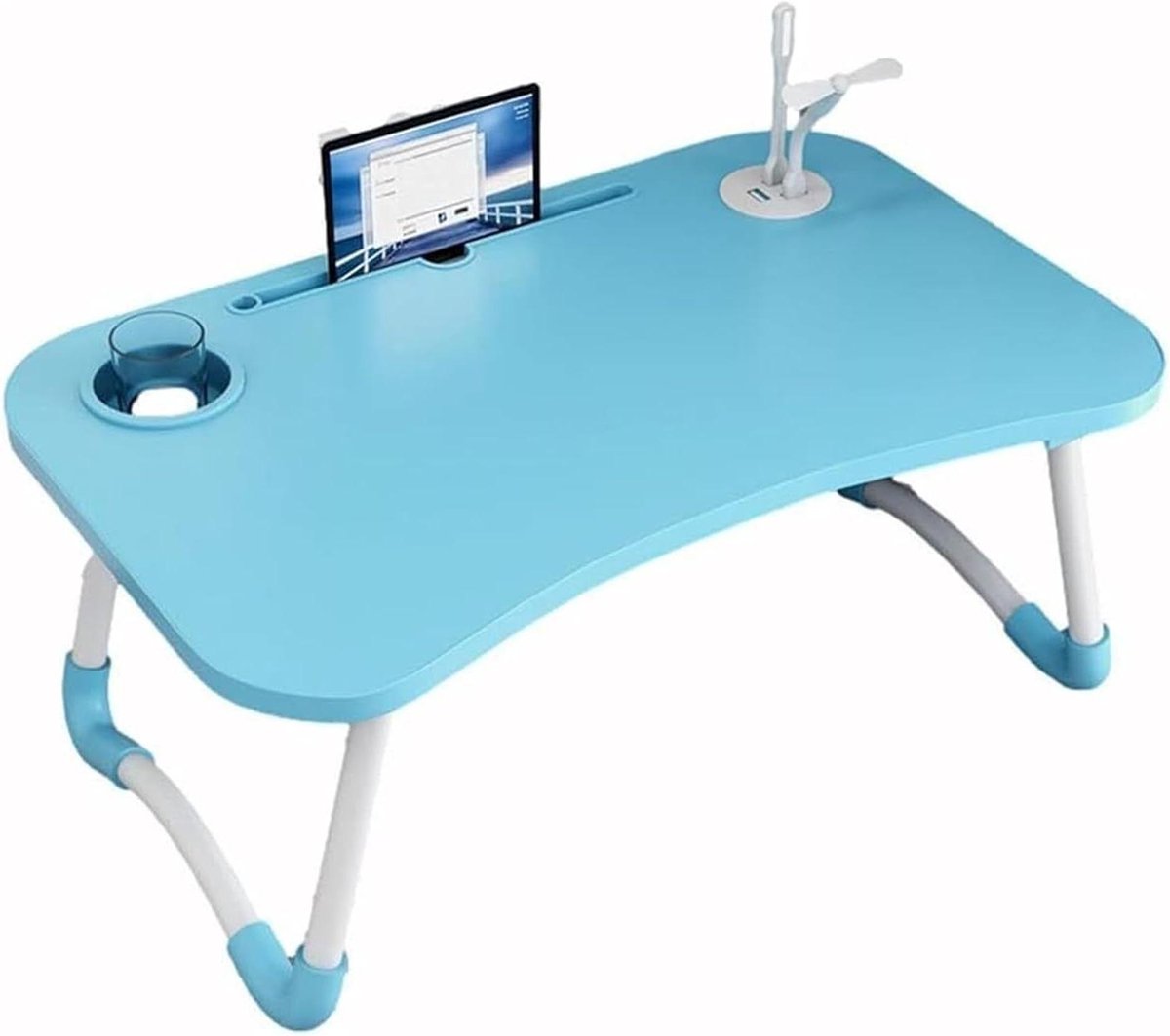 Opvouwbare statafel - Laptop bureau - Comfortabel werken - Met bekerhouder - 60x40 cm - Groen
