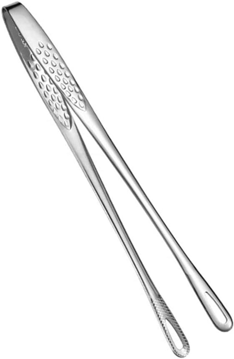 Voedsel Tang - Serveren Keuken - Barbecue Hulp - Hittebestendig Roestvrij - 28 cm - Zilver