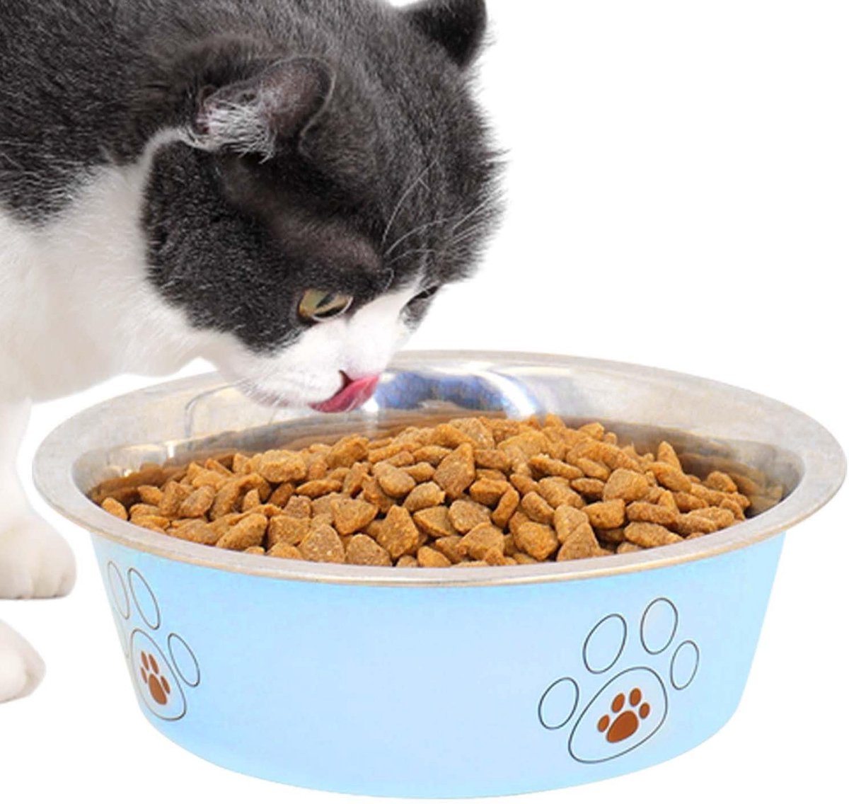 Voerbak Honden - Voerbak Katten - Voeren Huisdieren - Antislip Roestvrij Staal - 21.8 cm - Blauw