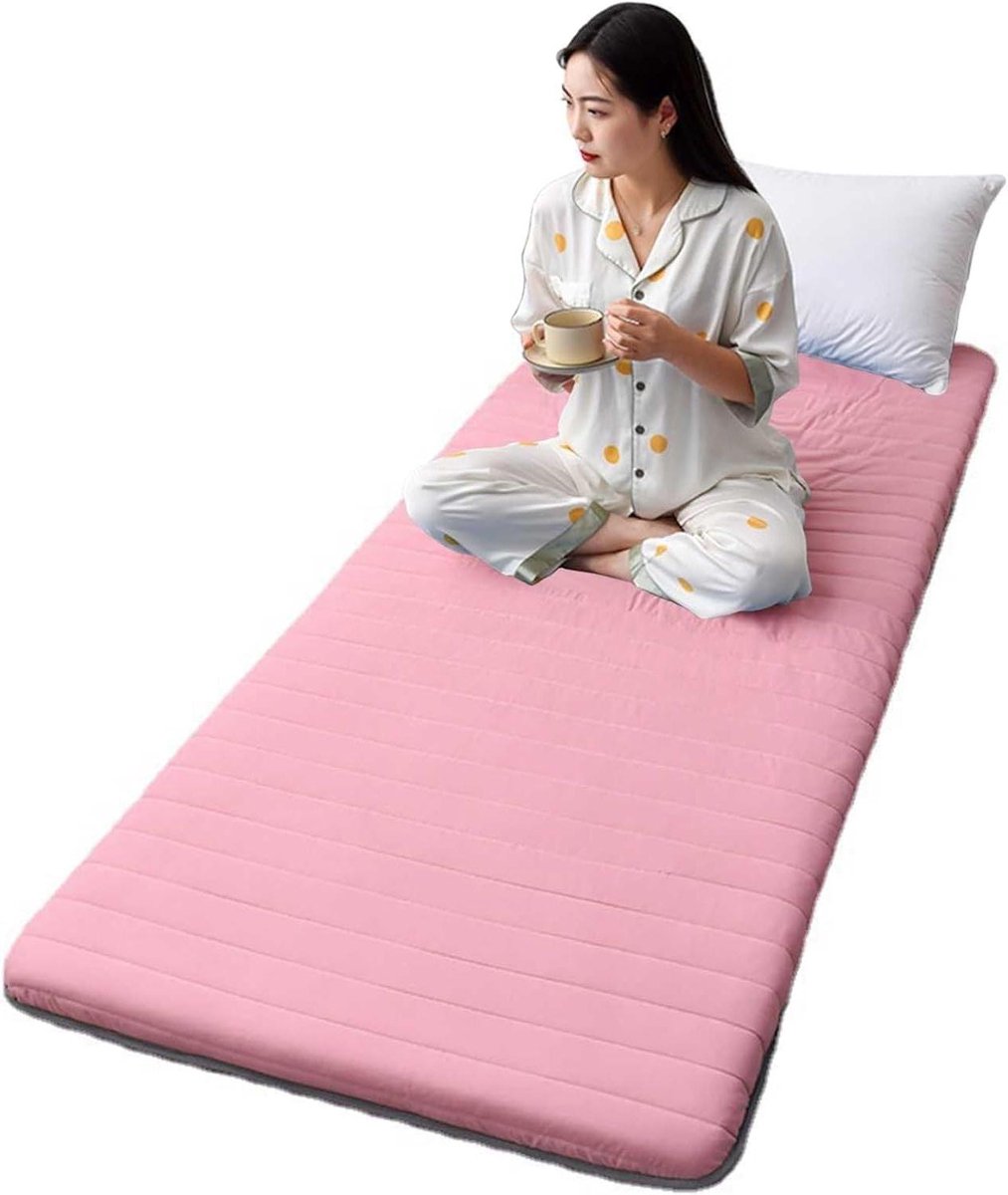 Vloermatras - Gastenbed - Ruimte Besparen - Inclusief Opbergtas - 90x190 cm - Roze