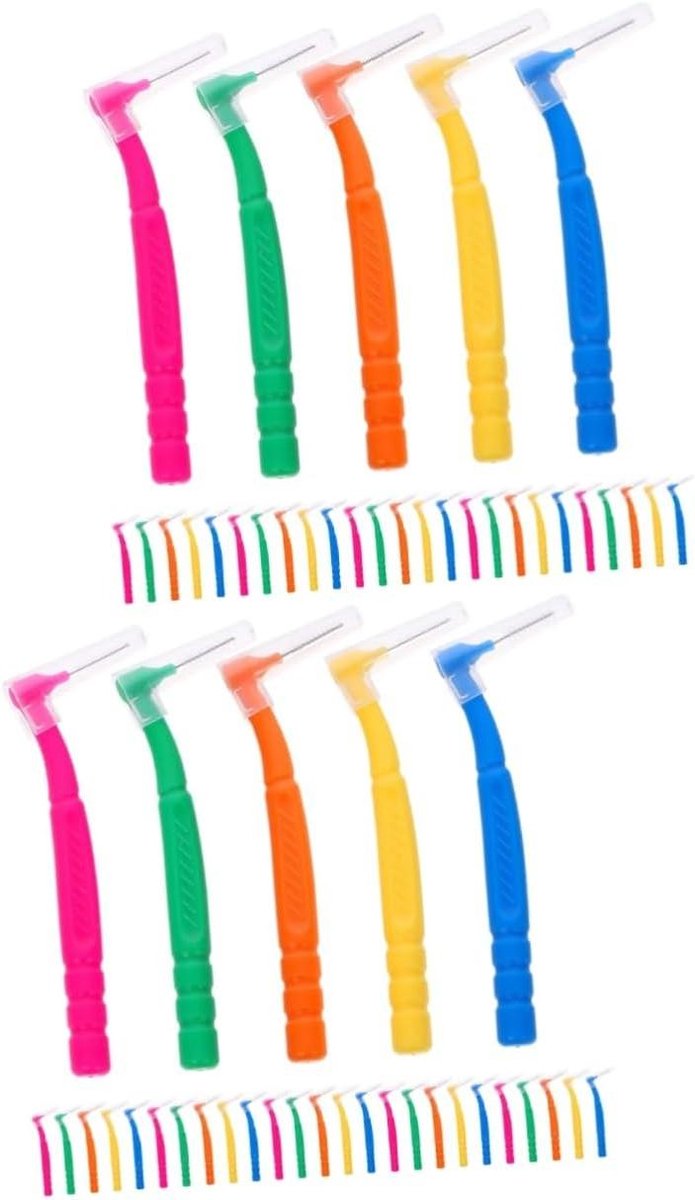 Interdentale Borstels - Tandenborstels - Mondverzorging - Ergonomisch Ontwerp - 60 Stuks - Diverse Kleuren
