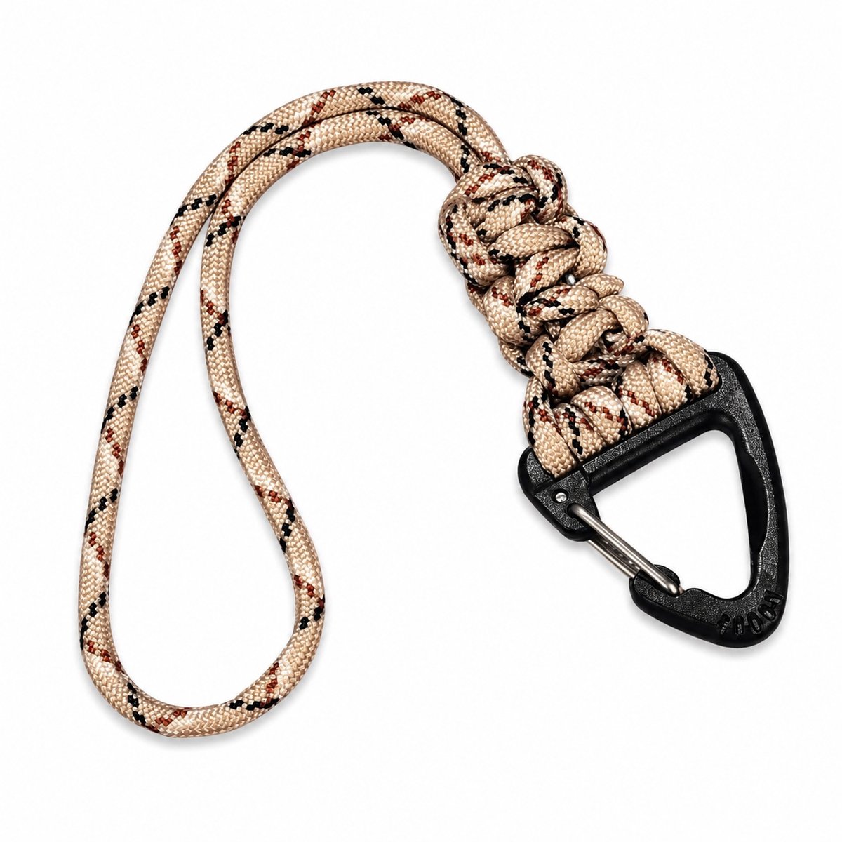 Travel Cords - Keycord Zandkleur met Karabijnhaak – Polsband voor Sleutels en Telefoon – Stevig Nylon Koord – 21 cm - Autosleutels