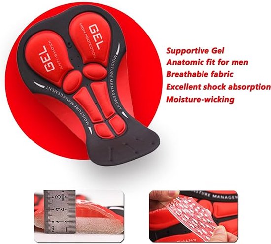Fietsonderbroek Dames Heren Met zeem - Fietsonderbroek met 5D Gel Padding - Ademend en Sneldrogend Fietsondergoed - XL (taille 90-96 cm) — afbeelding 5