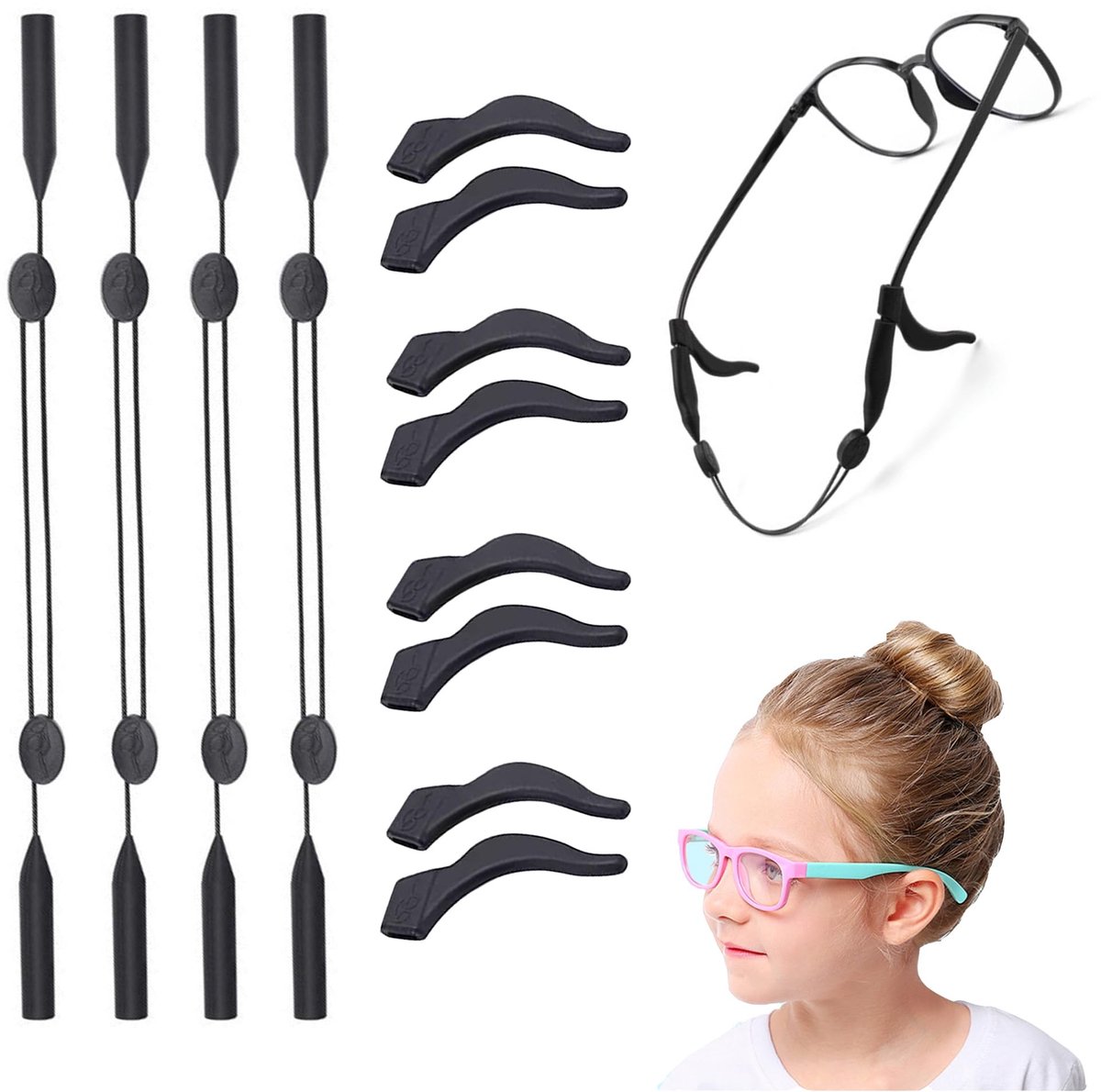 Cosensi - Dailygoods - 8 Stuks Elastisch Brillenkoord voor Kinderen met Oorhaken