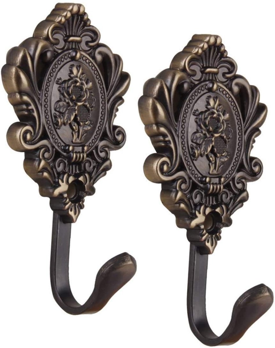 Cosensi - Dailygoods - Dailygoody - Vintage Kledinghaken - 2 Stuks - Elegante Brons Afwerking - Zink Legering - Perfect voor Slaapkamer en Douchegordijn - Uniek Design