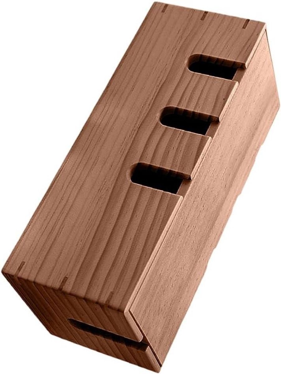 Houten Organizer - Kabel Beheer - Bureau Opruimen - Massief Hout - 30 x 20 x 8 cm - Walnoot