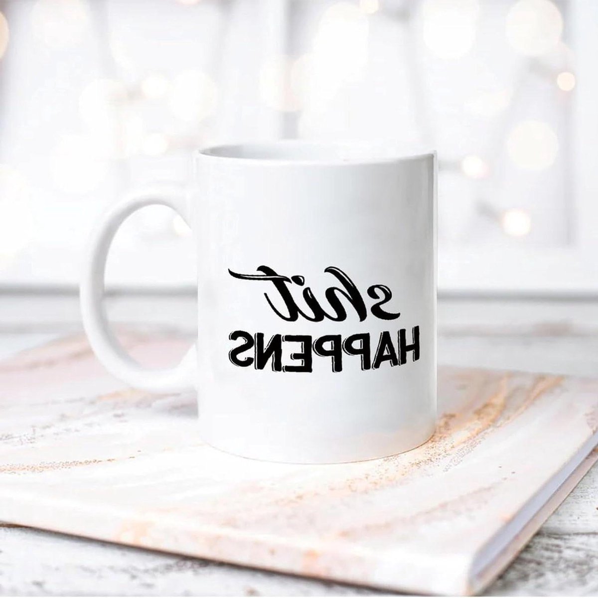 Keramische mok - Theekop koffiebeker - Dagelijks gebruik - Hoge kwaliteit print - 325 ml - Wit