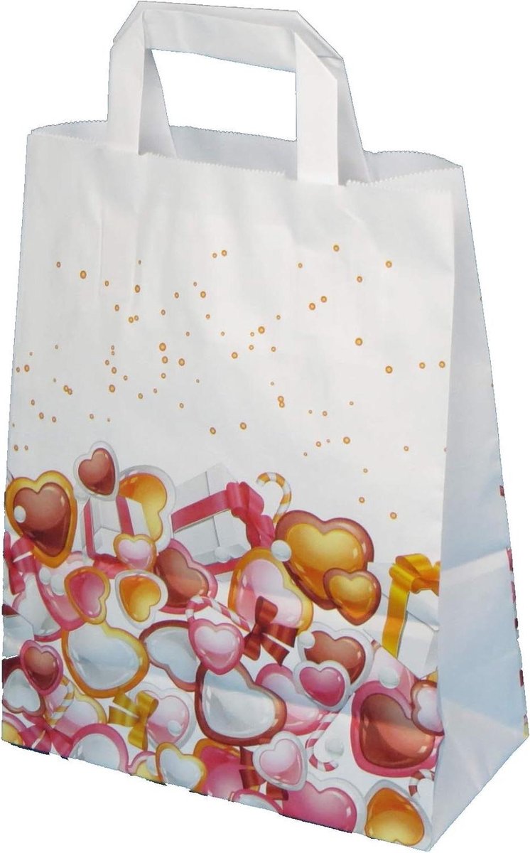 Papieren Draagtassen - Geschenktassen Zakjes - Cadeaus Inpakken - Neutraal Motief - 22x28 cm - Wit