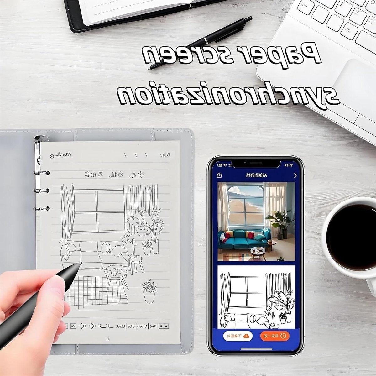 Slim Notitieboek - E-inkt Tablet - Digitaal Notities Maken - AI Handschriftherkenning - A5 Formaat - Zwart