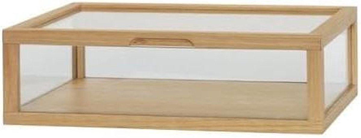 Display Doos - Glazen Vitrine - Decoratief Presenteren - Eiken Glas - 40x30x12 cm - Naturel Helder