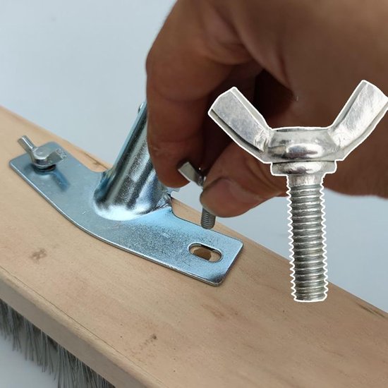 Stalen Bezem - Terrasreiniger - Buiten Reinigen - Verstelbare Steel - 165 cm - Grijs — afbeelding 2