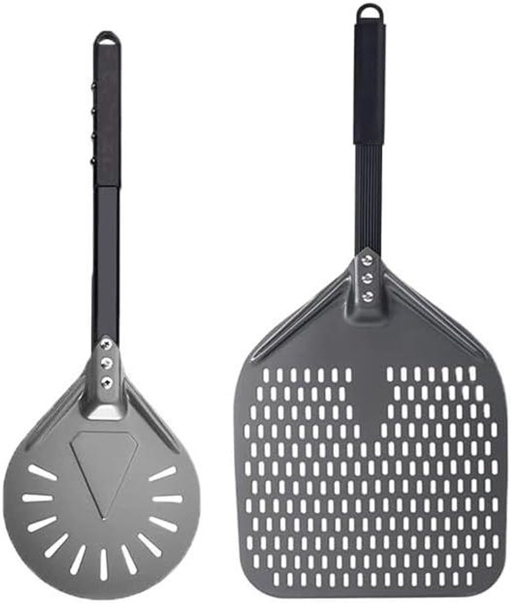 Pizzaschep - Pizza schep - Pizza bakken - Geperforeerd oppervlak - 33 cm - Donkergrijs