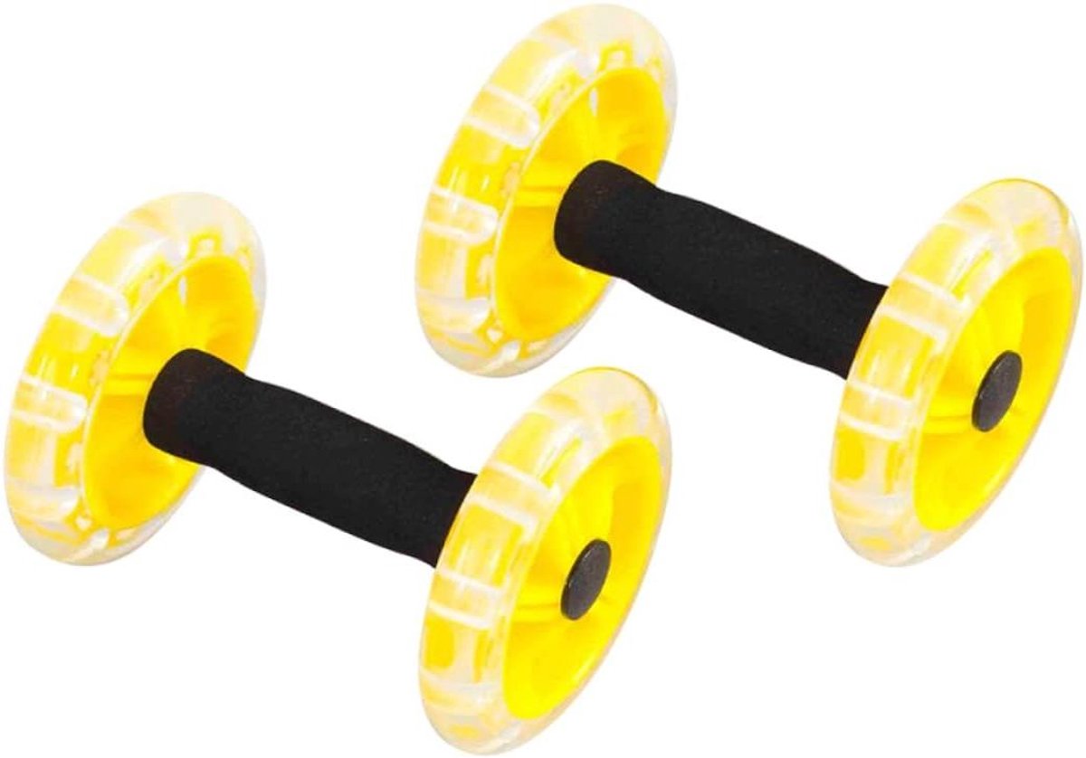 Oefenroller Fitnessapparaat - Buikroller Wiel - Krachtige Core Training - Dubbele Wiel Stabiliteit - 20 x 14 cm - Geel