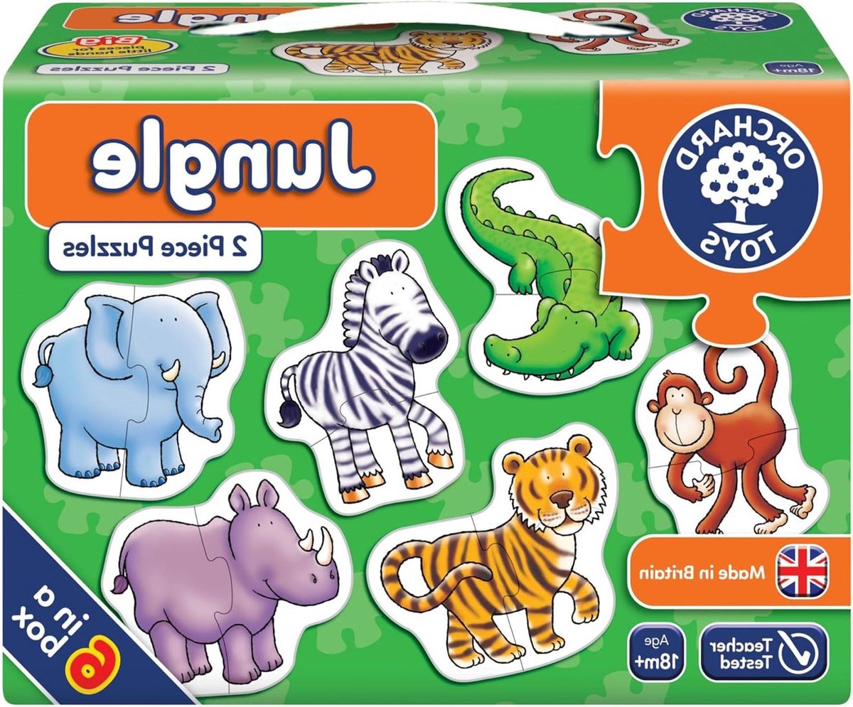 Jungle Puzzels - Kinderspel - Baby Ontwikkeling - 6 Mini Puzzels - 14 x 14 cm - Multicolor