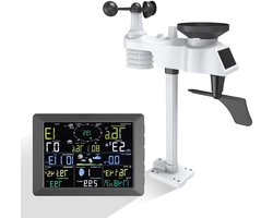Professioneel Weerstation – Draadloze Thermometer – Weer Monitoren – 7-in-1 Buitensensor – 8.3 Inch Display – Zwart