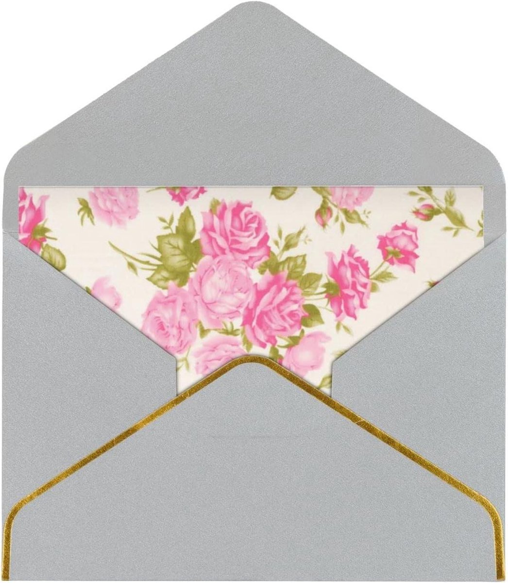 Wenskaart Pioen - Dank u kaart - Geleentheden Vieren - Parelmoer Papier - 11.4 x 15.2 cm - Lichtgrijs