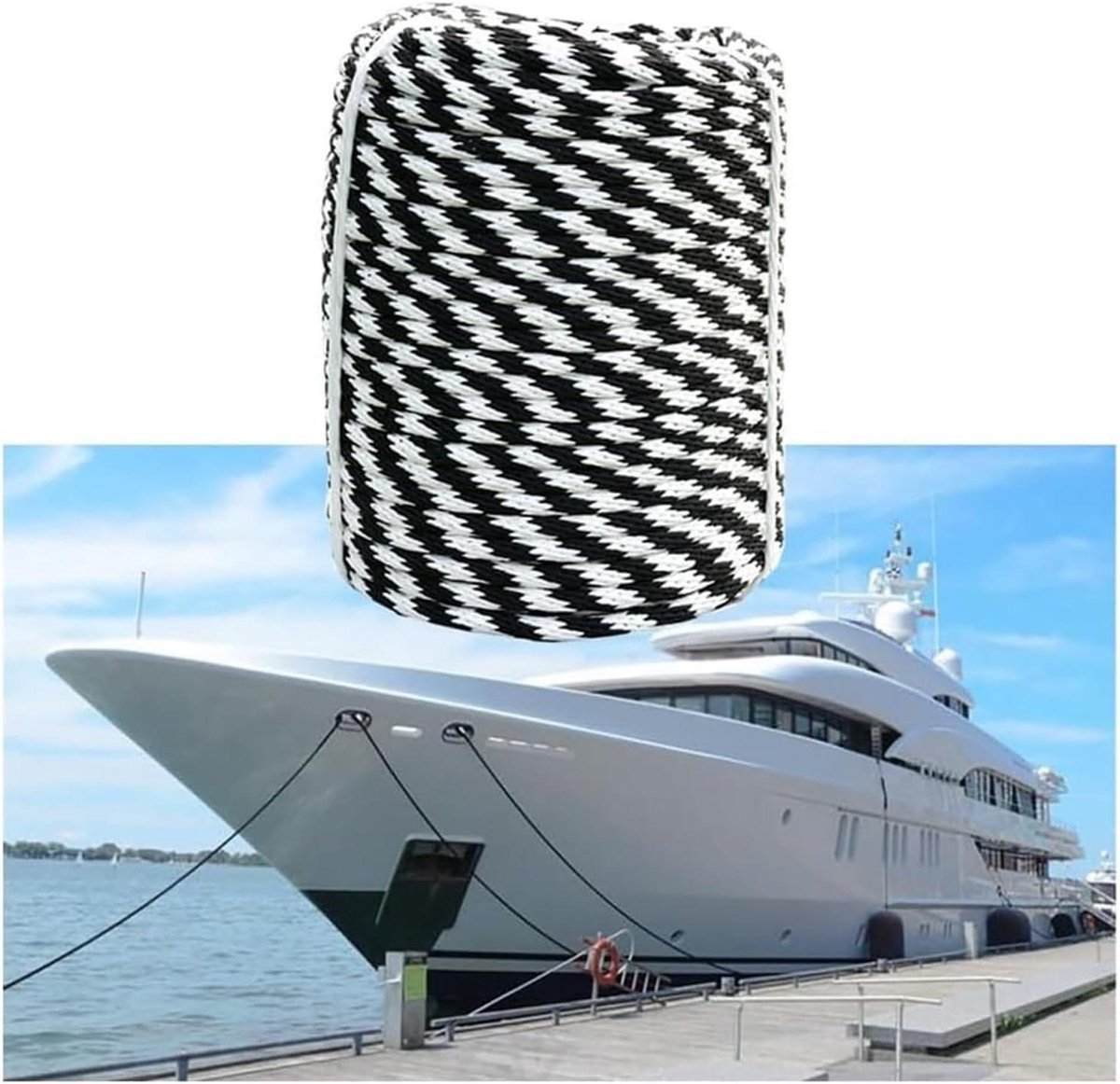 Gevlochten nylon touwen - Aanlegsteigerlijnen - Veilig aanmeren - Hoge schokabsorptie - 1/2 inch x 50m - Nylon