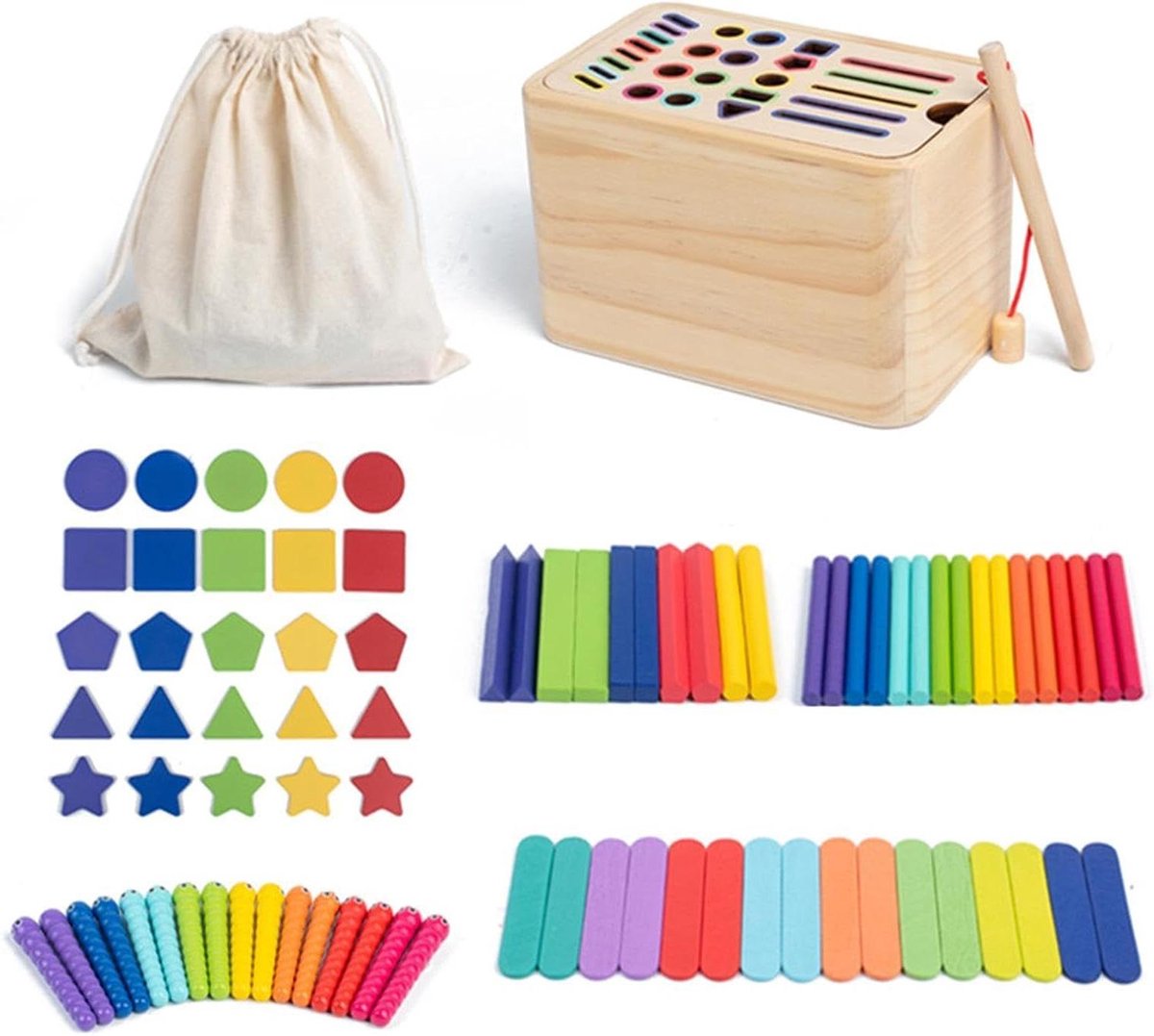 Houten Vormensorteerder - Educatief Speelgoed - Motorische Ontwikkeling - Fijn Gepolijst Hout - 18 cm Breed - Multicolor
