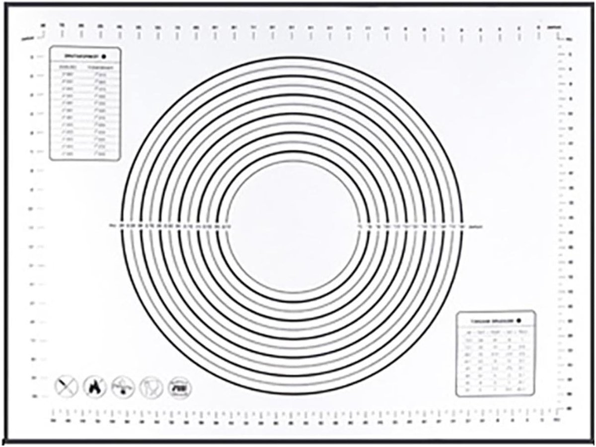 Deeg Kneedmat - Bakmat Rolmat - Bakken en Koken - Antikleefoppervlak - 60x80 cm - Zwart