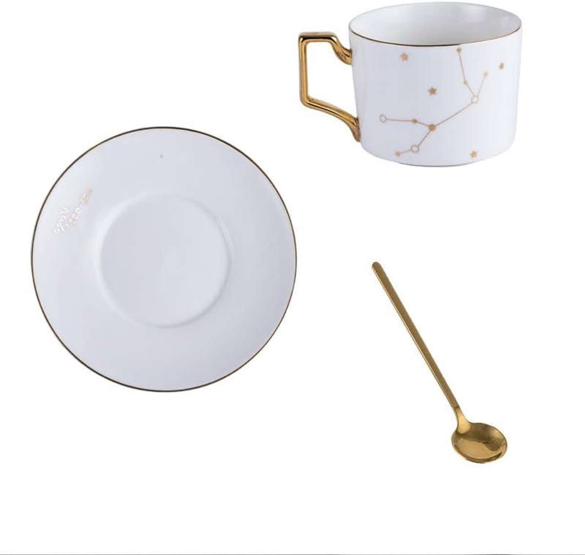 Kop en schotel - Theeservies set - Dranken serveren - Unieke elegante stijl - 220 ml - Wit goud