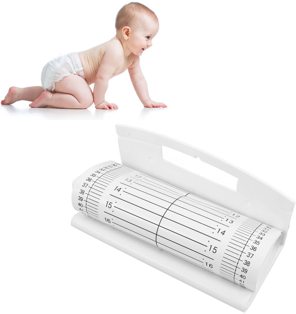 Dailygoods - Dailygoody - Groeimeter voor Kinderen - Wasbare Hoogtemeter - Gebruiksvriendelijk - Inklapbaar Formaat - Babygroei Meten - Geschikt voor Peuters en Ba.