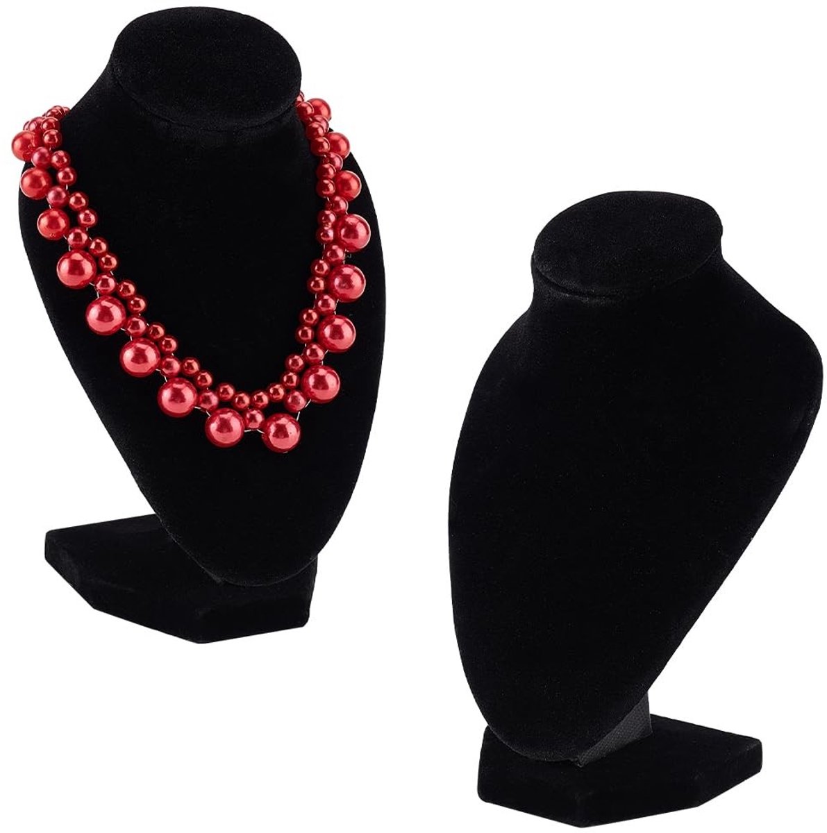 Dailygoods - Dailygoody - 3D Velvet Necklace Display - Sieraden Organizer - Elegant Design - 2 Stuks - Juwelen Stand - Geschikt voor Boutiques - Zwart