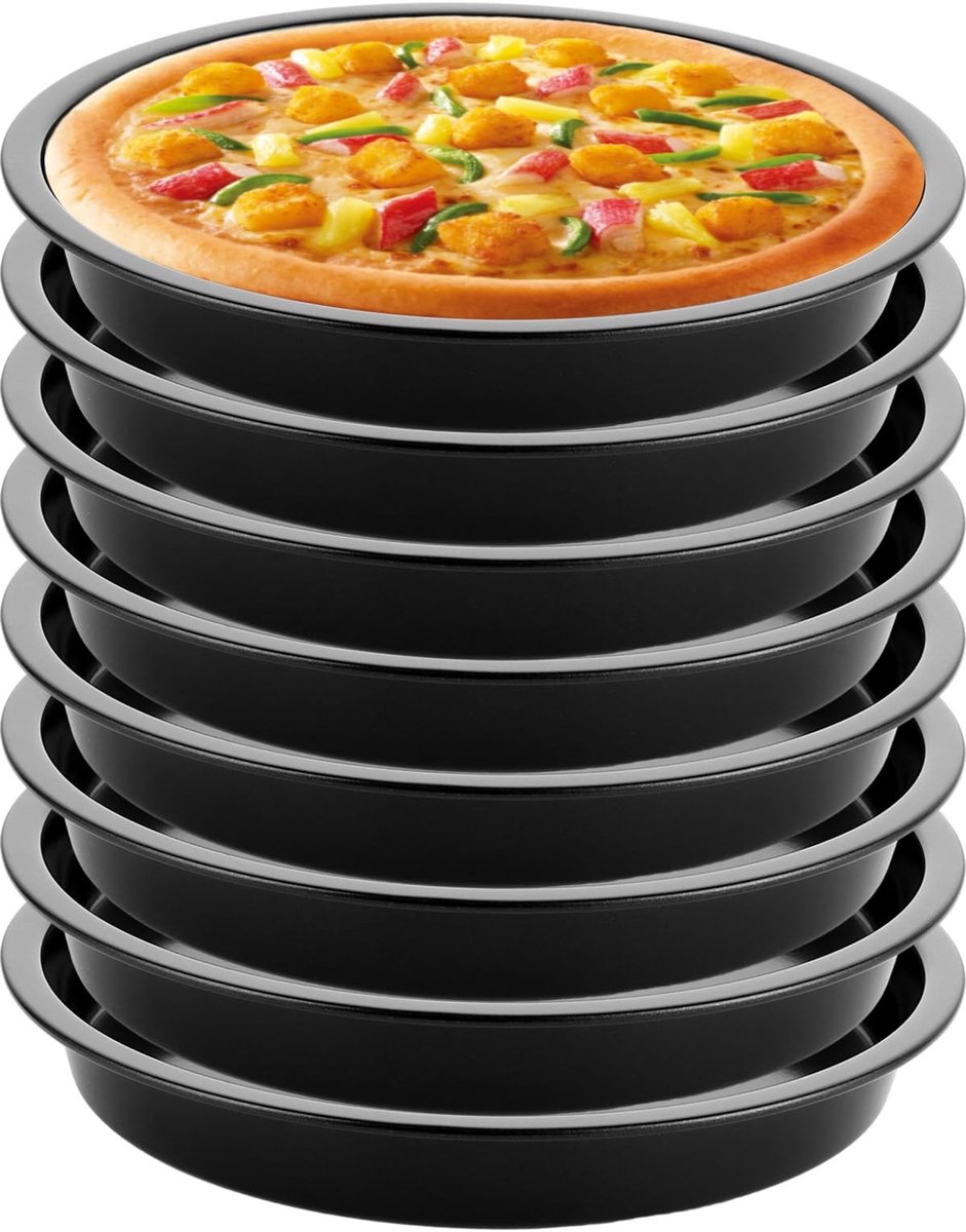 Dailygoods - 8-delige Pizzaplaat Set van Koolstofstaal, 18 cm Ronde Bakvorm