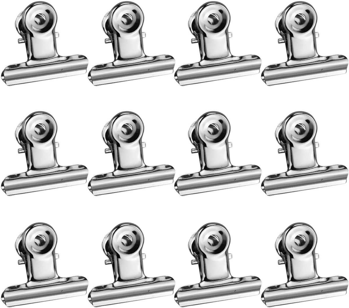 Dailygoods - 12 Stuks Roestvrijstalen Bulldog Clips