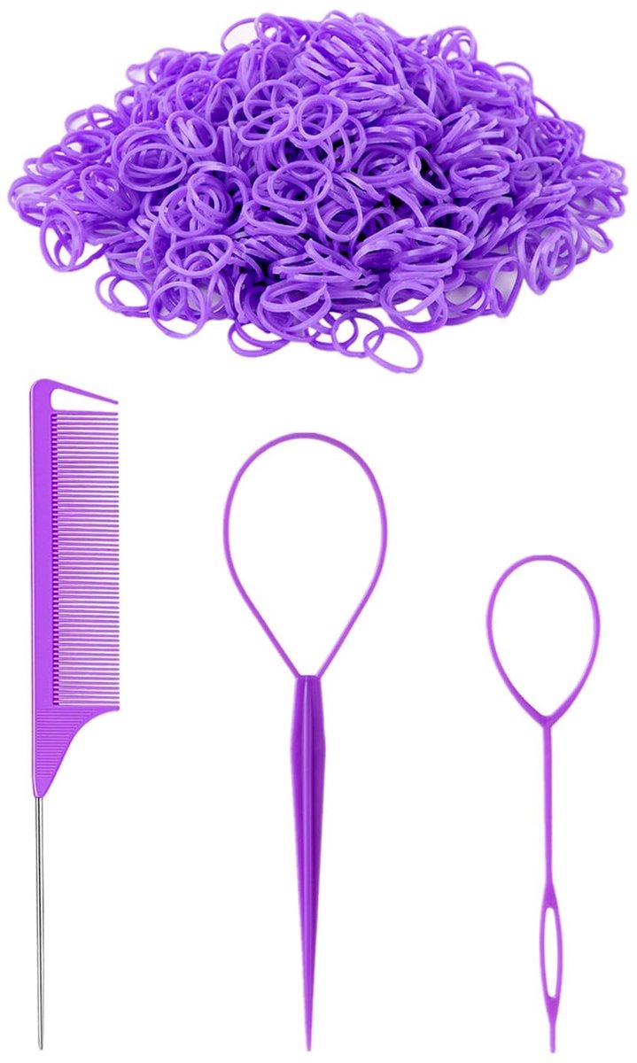 Dailygoods - 3-Delige Set Vlechtgereedschap met 1000 Haarringen
