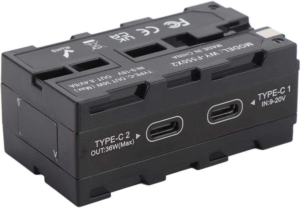 Dailygoods - Cosensi - Dummy-batterijadapter met Digitale Weergave en Type-C PD-ingang